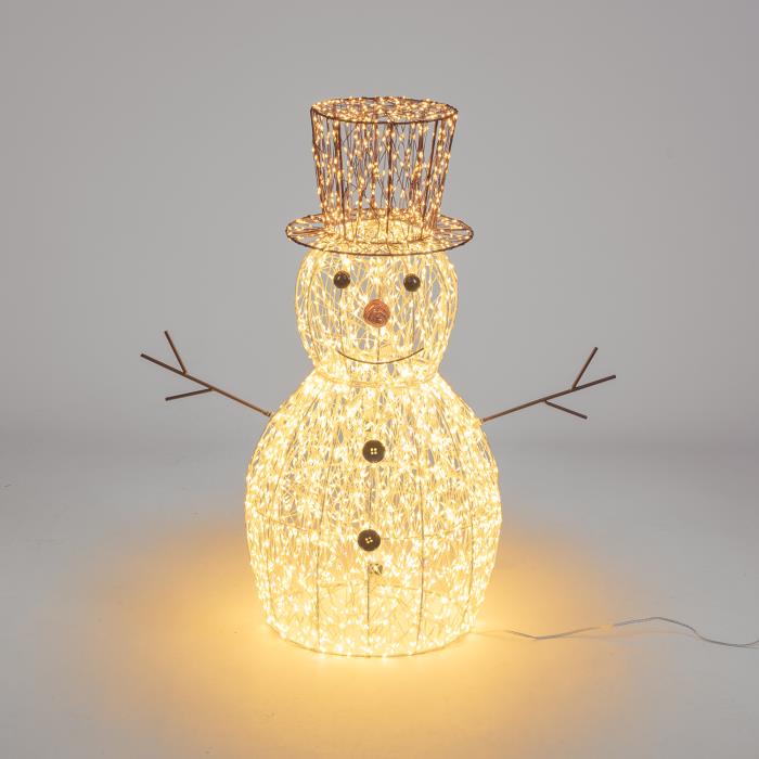 Pupazzo di neve luminoso in metallo da esterno 3D 3600 Led - Bianco Caldo