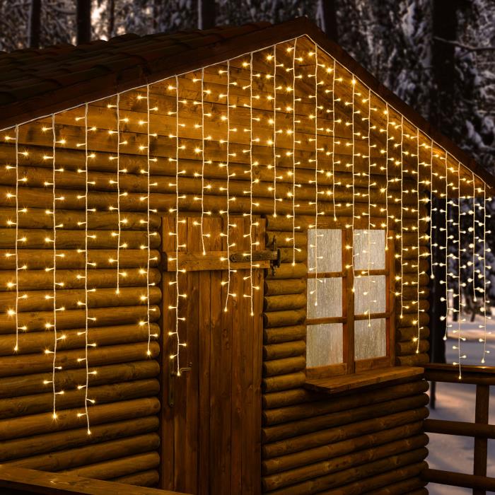 Tenda luminosa per esterno effetto nevicata 480 Led - Bianco Caldo