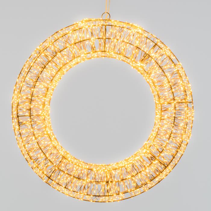 Corona luminosa in metallo marrone 3000 Led con flash 3D - Bianco Caldo