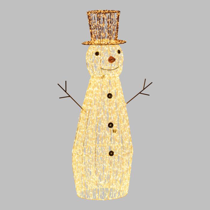 Pupazzo di neve luminoso in metallo da esterno 3D 4700 Led - Bianco Caldo