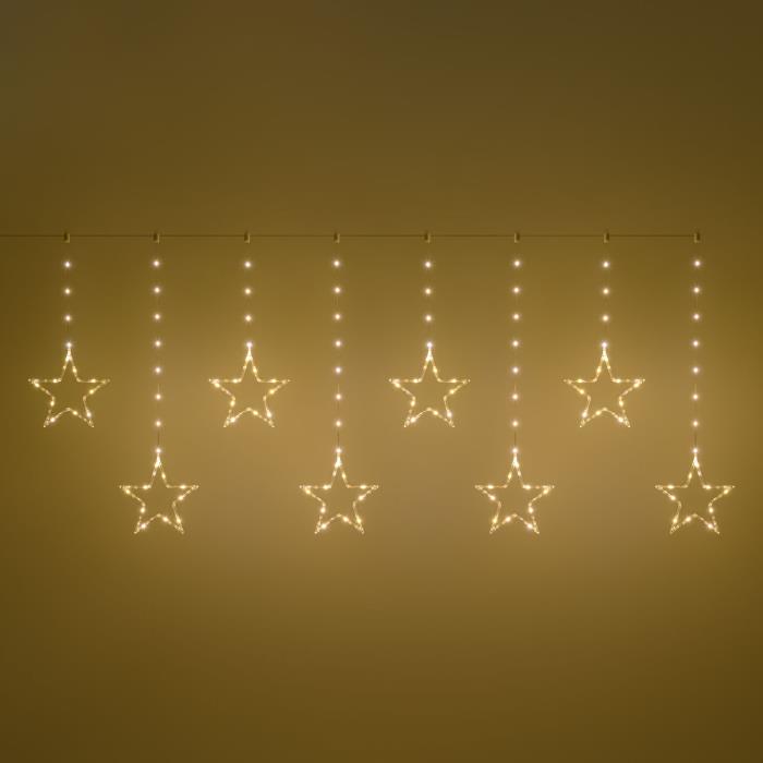 Tenda luminosa per esterno 176 microLed con stelle - Bianco Caldo