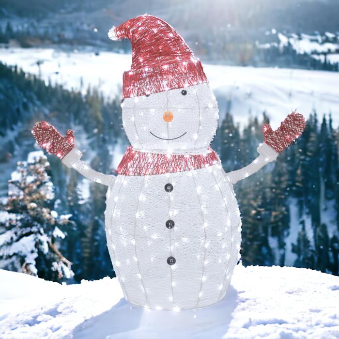 Pupazzo di neve luminoso in metallo da esterno 3D 275 Led - Bianco Caldo/Freddo