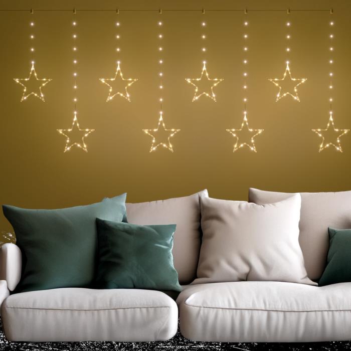 Tenda luminosa per esterno 176 microLed con stelle - Bianco Caldo