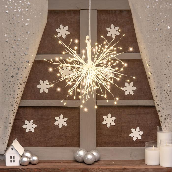 Ramo luminoso a sfera bianco 200 Led con flash - Bianco Caldo