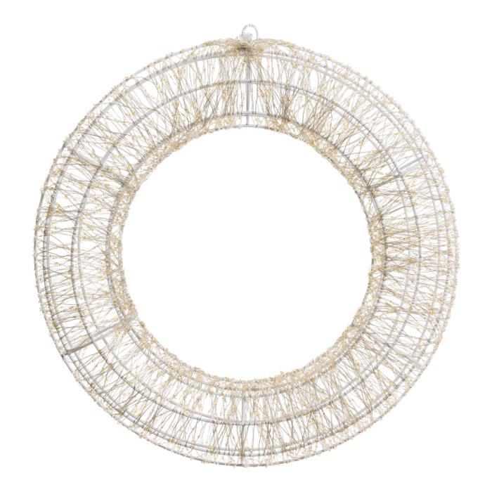 Corona luminosa in metallo bianco 3000 Led con flash 3D - Bianco Caldo
