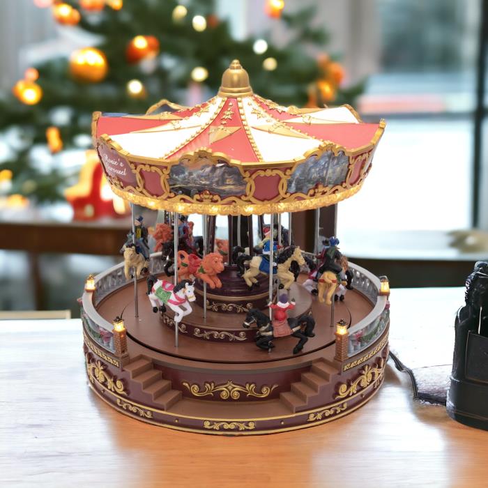 Carillon di Natale luminoso - Giostra con cavalli