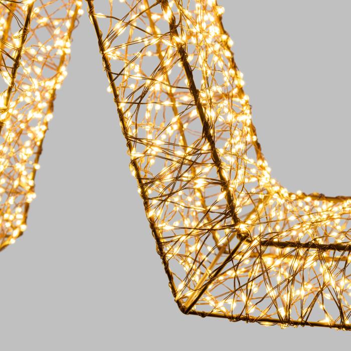 Stella luminosa in metallo marrone 7000 Led con flash 3D - Bianco Caldo