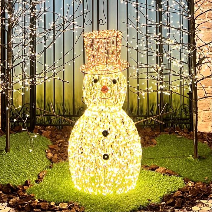 Pupazzo di neve luminoso in metallo da esterno 3D 3600 Led - Bianco Caldo
