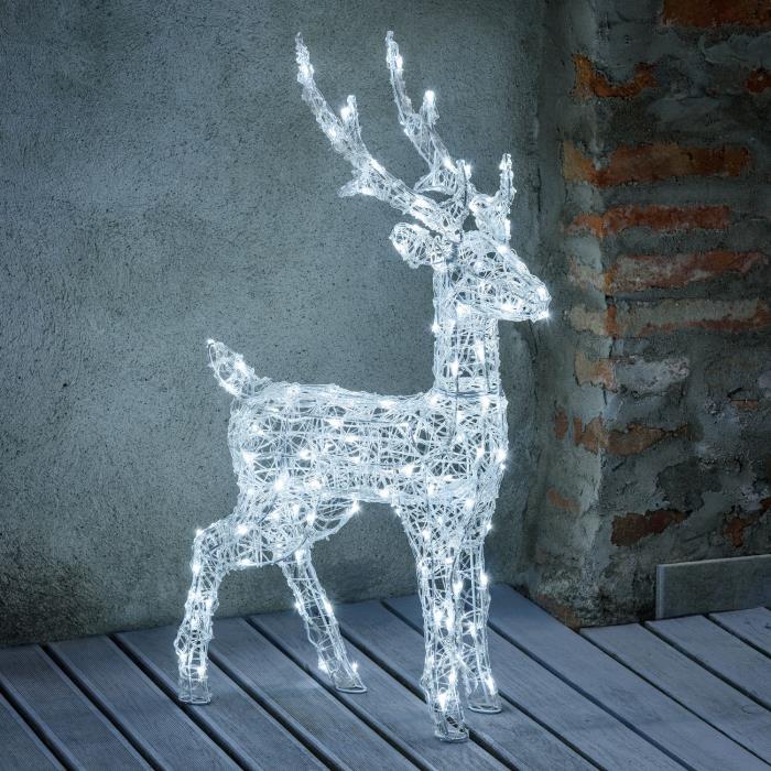 Renna luminosa in acrilico da esterno 3D 120 Led - Bianco Freddo