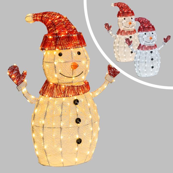 Pupazzo di neve luminoso in metallo da esterno 3D 190 Led - Bianco Caldo/Freddo