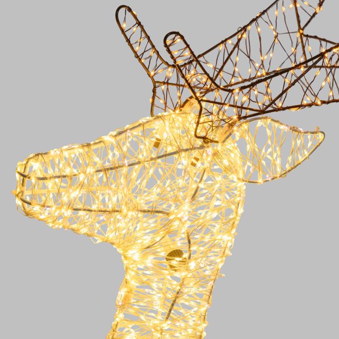 Renna luminosa in metallo galoppante 3D 5560 Led - Bianco Caldo