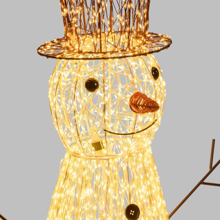 Pupazzo di neve luminoso in metallo da esterno 3D 4700 Led - Bianco Caldo