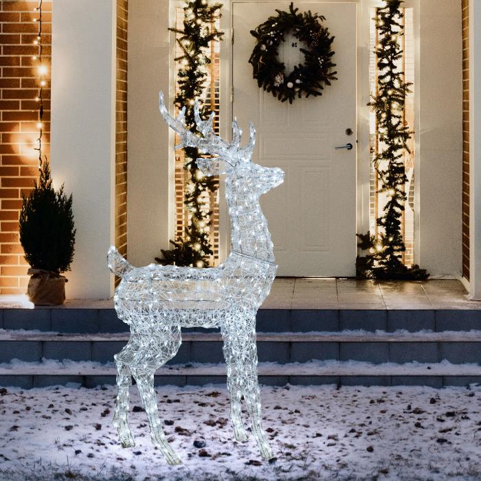 Renna luminosa in acrilico da esterno 3D 380 Led - Bianco Freddo