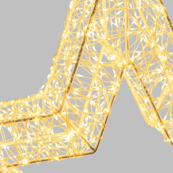 Stella luminosa in metallo bianco 3500 Led con flash 3D - Bianco Caldo