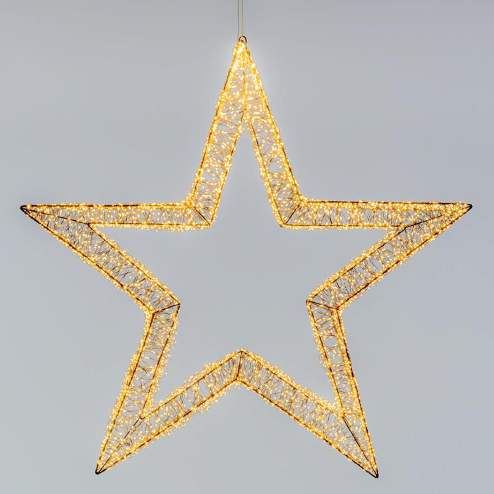 Stella luminosa in metallo marrone 7000 Led con flash 3D - Bianco Caldo
