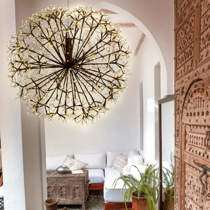 Ramo luminoso a sfera marrone 1200 Led con flash - Bianco Caldo