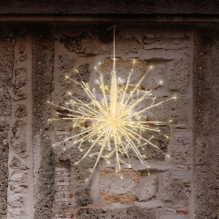 Ramo luminoso a sfera bianco 200 Led con flash - Bianco Caldo