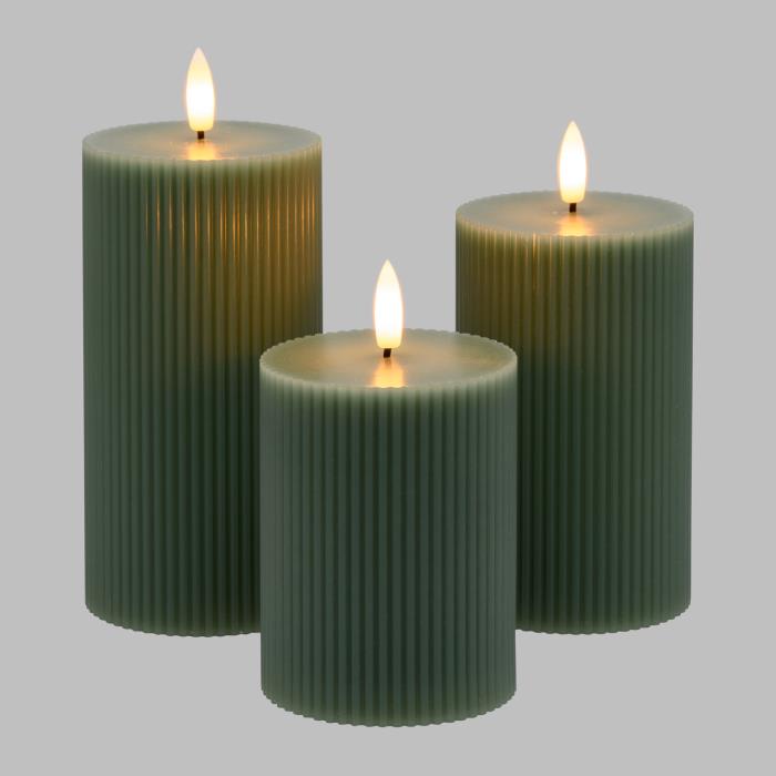 Set 3 candele a batteria con fiamma a Led - Verde