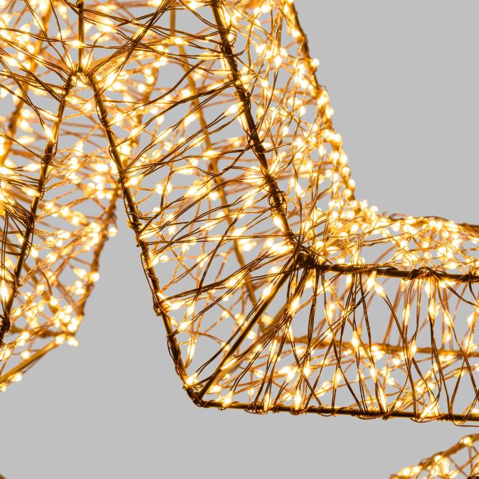 Stella luminosa in metallo marrone 3500 Led con flash 3D - Bianco Caldo