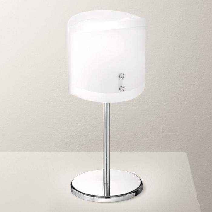 Lampada da tavolo moderna con diffusore in vetro serigrafato bianco - Lecce