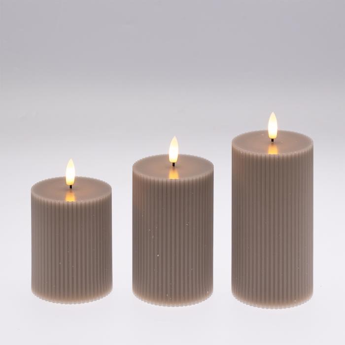 Set 3 candele a batteria con fiamma a Led - Tortora