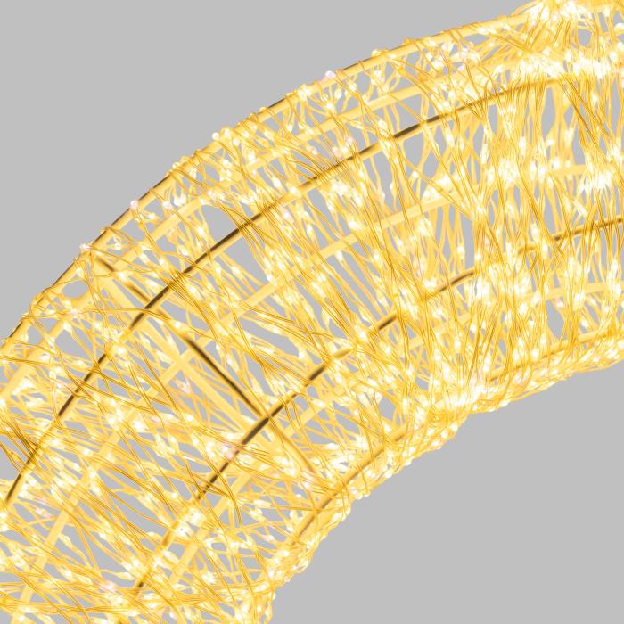 Corona luminosa in metallo bianco 6000 Led con flash 3D - Bianco Caldo