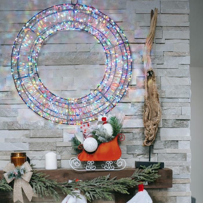 Corona luminosa in metallo marrone 1000 Led con flash 3D - RGB