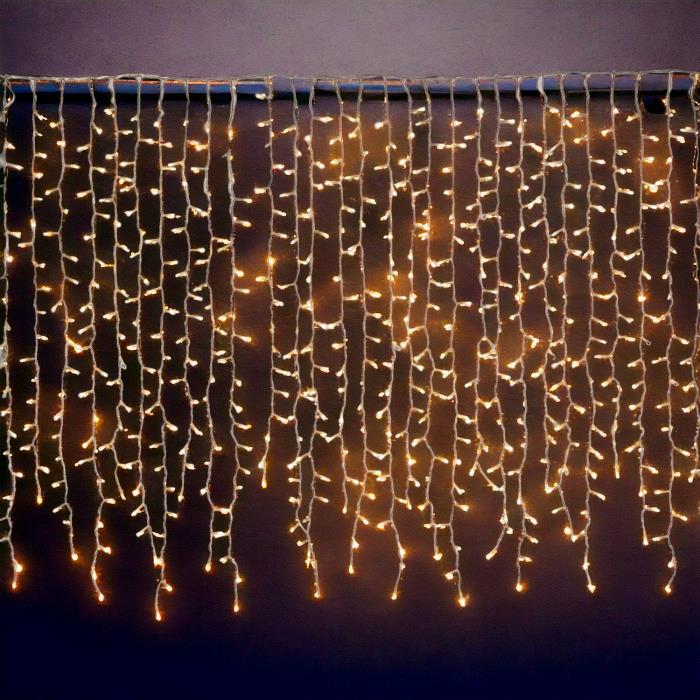 Tenda luminosa per esterno 840 Led sfalsata prolungabile - Bianco Caldo