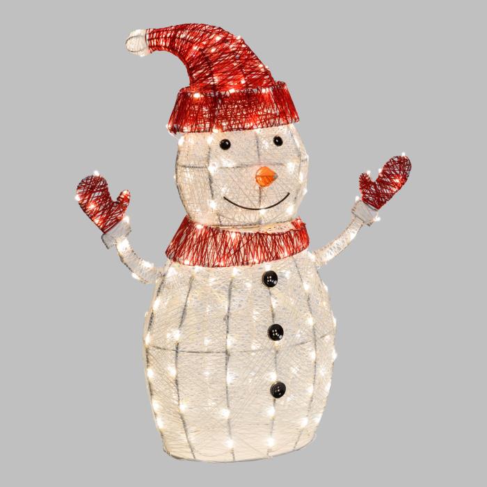 Pupazzo di neve luminoso in metallo da esterno 3D 190 Led - Bianco Caldo/Freddo