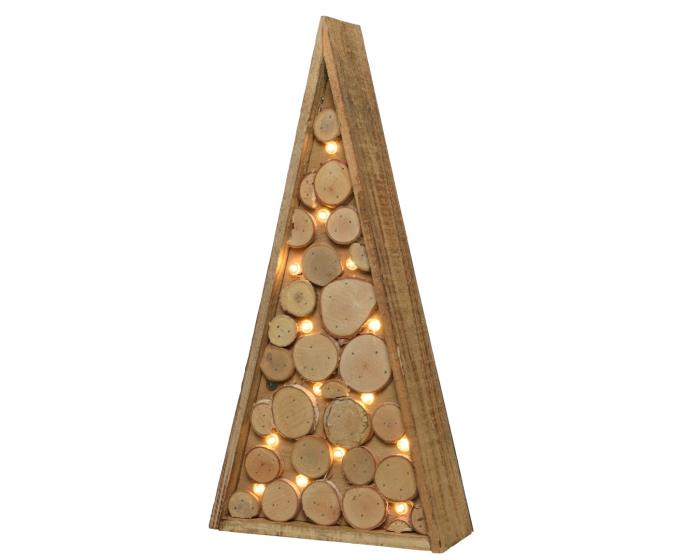 Albero di Natale luminoso stilizzato in legno 24 Led - Bianco Caldo