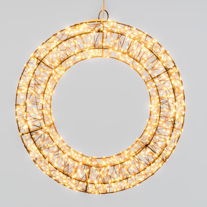 Corona luminosa in metallo marrone 1000 Led con flash 3D - Bianco Caldo