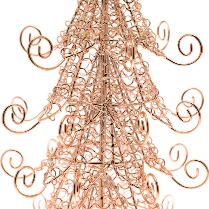 Albero di Natale luminoso in metallo rame da interno 3D 55 Led - Bianco Caldo