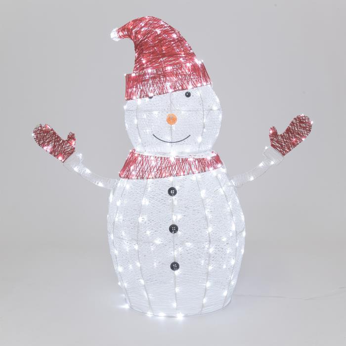 Pupazzo di neve luminoso in metallo da esterno 3D 275 Led - Bianco Caldo/Freddo