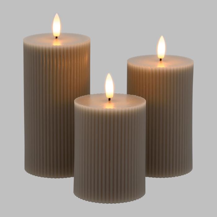 Set 3 candele a batteria con fiamma a Led - Tortora