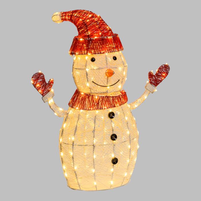 Pupazzo di neve luminoso in metallo da esterno 3D 190 Led - Bianco Caldo/Freddo