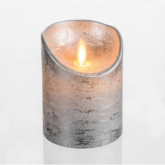 Candela a batteria con fiamma a Led 10 cm - Argento