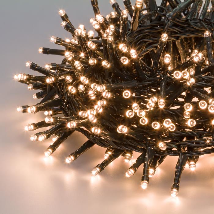 Catena luminosa 1000 Led con gioco luce per alberi di Natale - Bianco Caldo