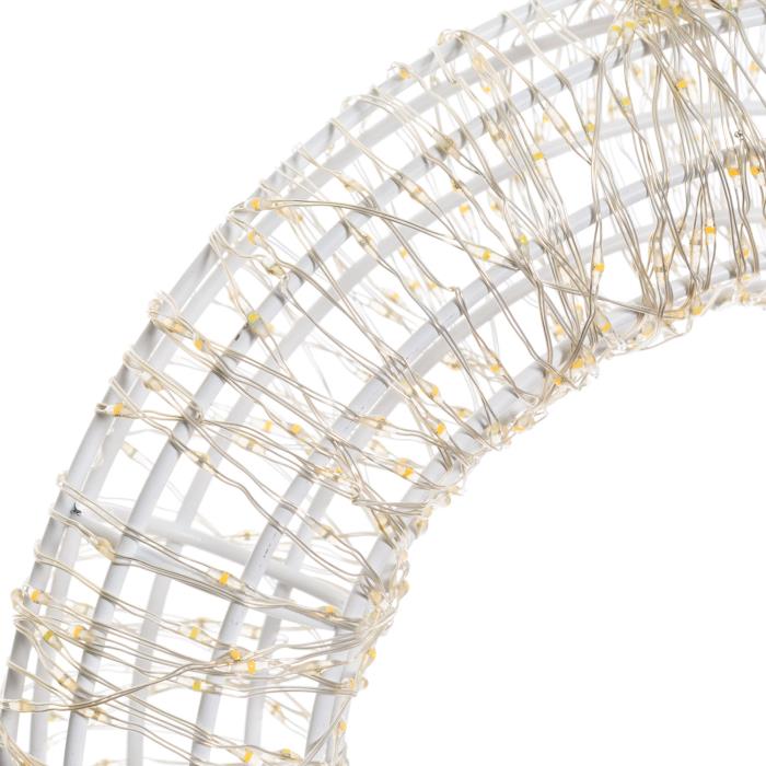 Corona luminosa in metallo bianco 1000 Led con flash 3D - Bianco Caldo