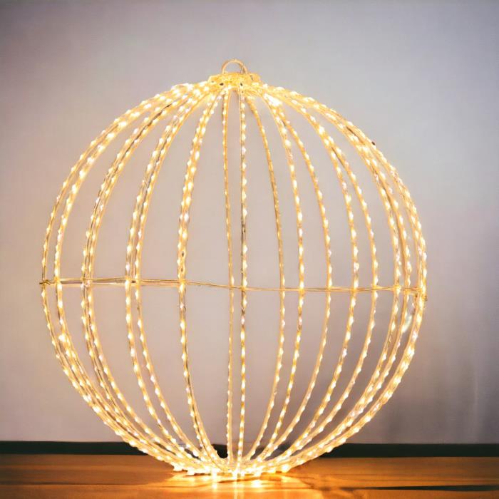 Sfera luminosa in metallo ripiegabile bianco da esterno 3D ø40cm - Bianco Caldo