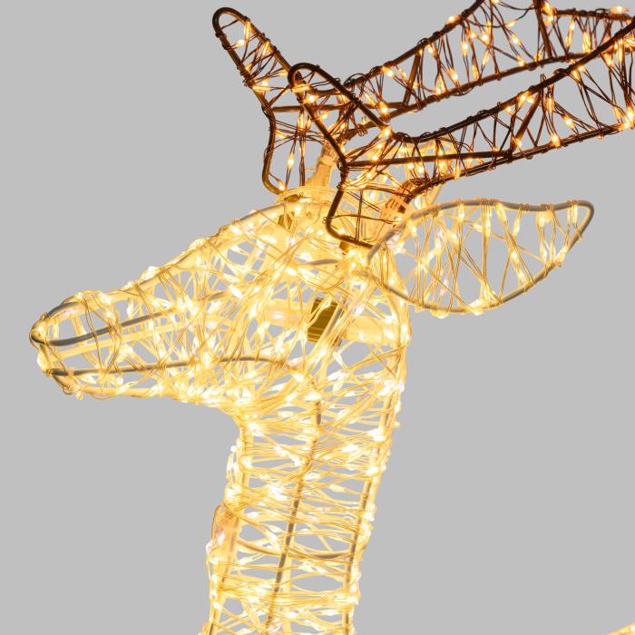 Renna luminosa in metallo galoppante 3D 2880 Led - Bianco Caldo