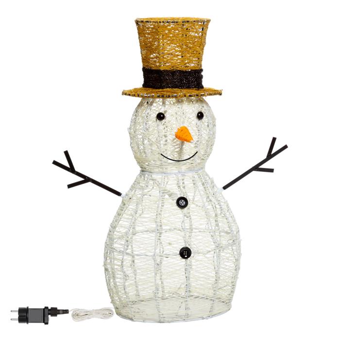 Pupazzo di neve luminoso in metallo da esterno 3D 160 Led - Bianco Caldo