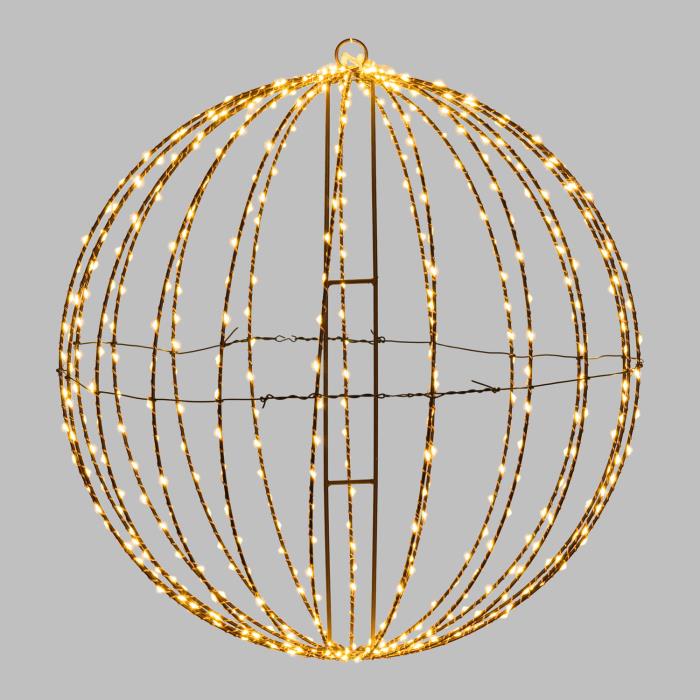 Sfera luminosa in metallo ripiegabile marrone da esterno 3D ø54cm - Bianco Caldo
