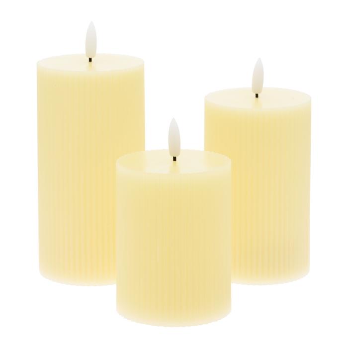 Set 3 candele a batteria con fiamma a Led - Avorio
