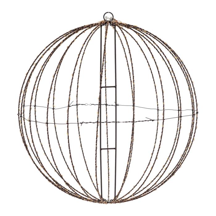 Sfera luminosa in metallo ripiegabile marrone da esterno 3D ø54cm - Bianco Caldo