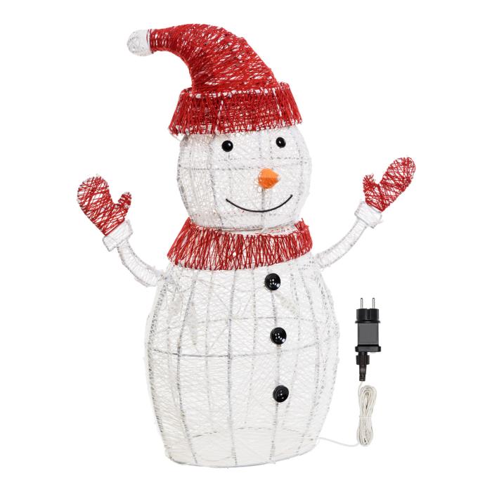 Pupazzo di neve luminoso in metallo da esterno 3D 190 Led - Bianco Caldo/Freddo