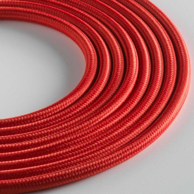 Cavo elettrico tondo avvolto in tessuto rosso - 2x0,75mm