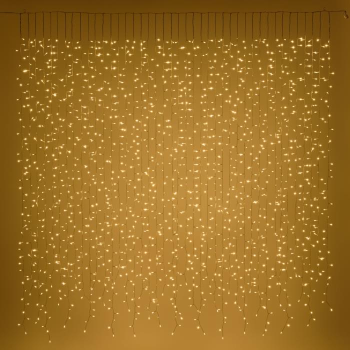 Tenda luminosa per esterno 1680 Led sfalsata prolungabile - Bianco Caldo