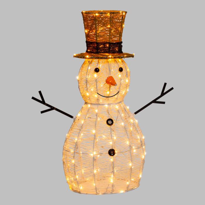 Pupazzo di neve luminoso in metallo da esterno 3D 160 Led - Bianco Caldo