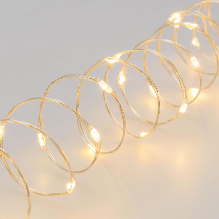 Catena luminosa 400 Led filo d'angelo argento - Bianco Caldo