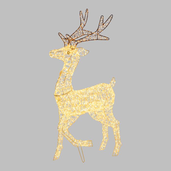 Renna luminosa in metallo galoppante 3D 3200 Led - Bianco Caldo